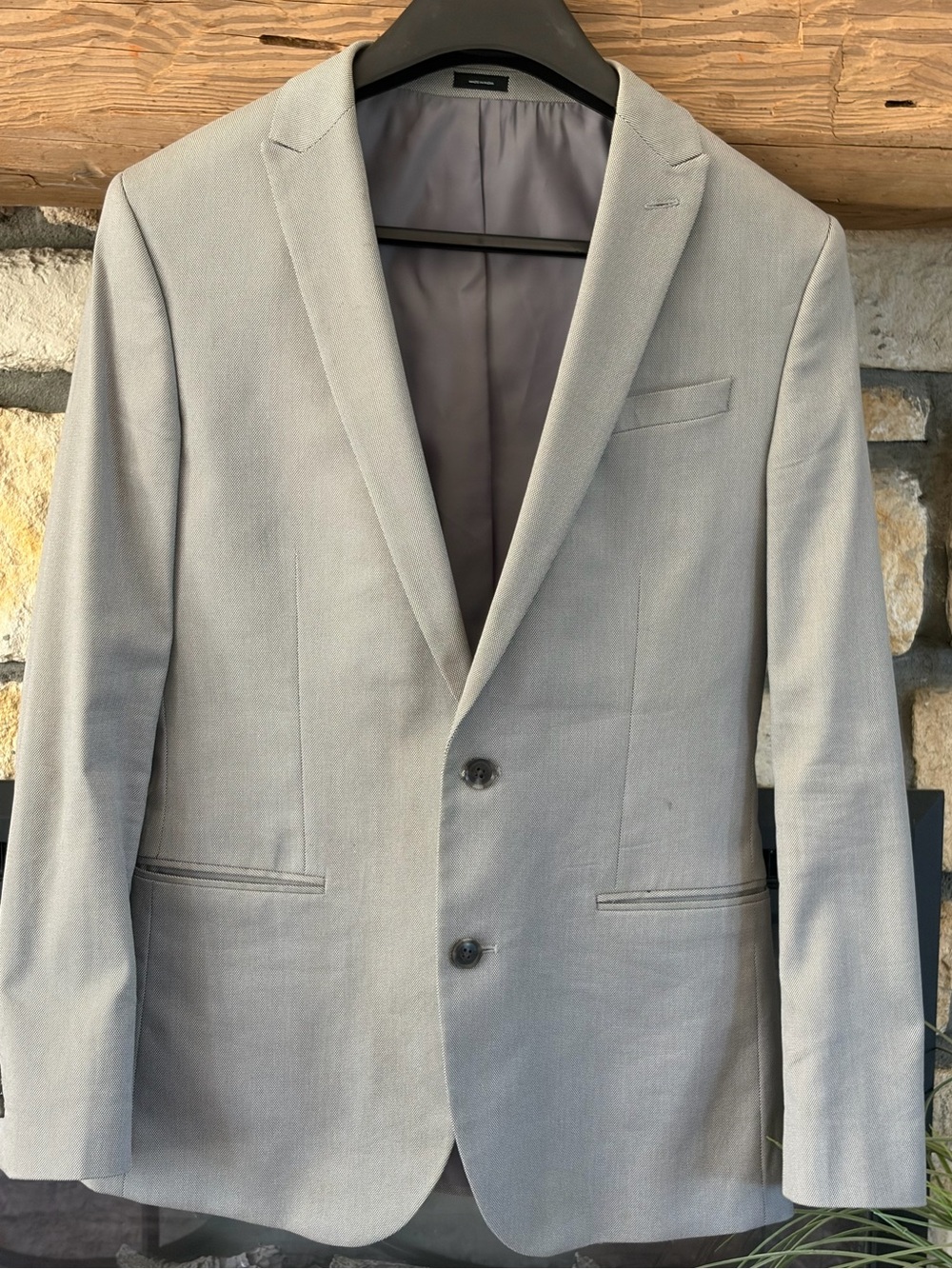 J Ferrar Men's Light Gray Two-Button Blazer Cool Max
